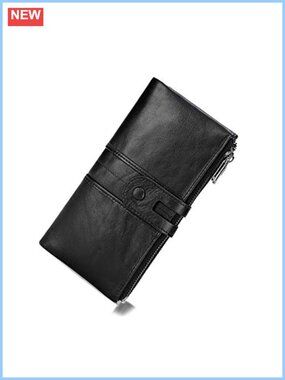 Genuine Leather RFID Blocking Bifold Wallet with 12 Card Slots